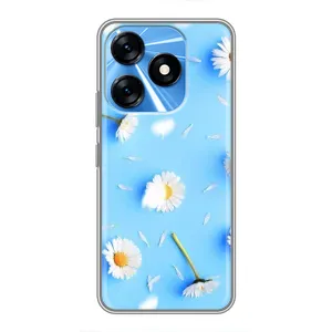 Чохол з Квітами для TECNO Spark 10 (ромашки на блакитному)