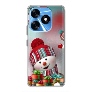 Чехлы на Новый Год TECNO Spark 10 (Снеговик в шапке)