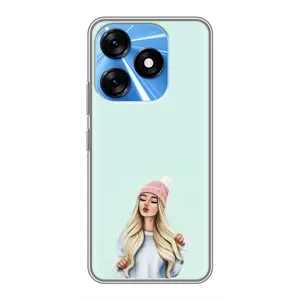 Силіконовый Чохол на TECNO Spark 10 з картинкой Модных девушек (В шапці)