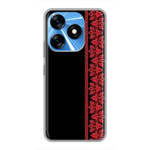 Силіконовый Чохол на TECNO Spark 10 з картинкой Вишиванки (Вишиванка на чорному)