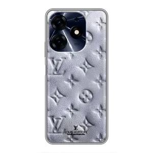 Текстурный Чехол Louis Vuitton для Техно Спарк 10с (Белый ЛВ)