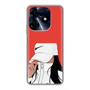 Силиконовый Чехол на TECNO Spark 10c с картинкой Стильных Девушек (Девушка Nike)