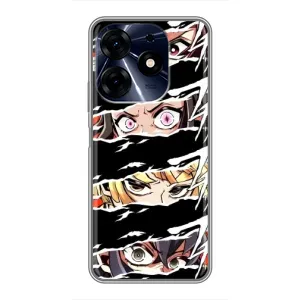 Силиконовые чехлы с глазами Anime для Техно Спарк 10с (Глаза на чорном)