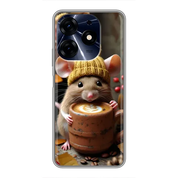 Чехол с рисунком «Мышка с кофе» для TECNO Spark 10c Чехол с рисунком «Мышка с кофе» для TECNO Spark 10c