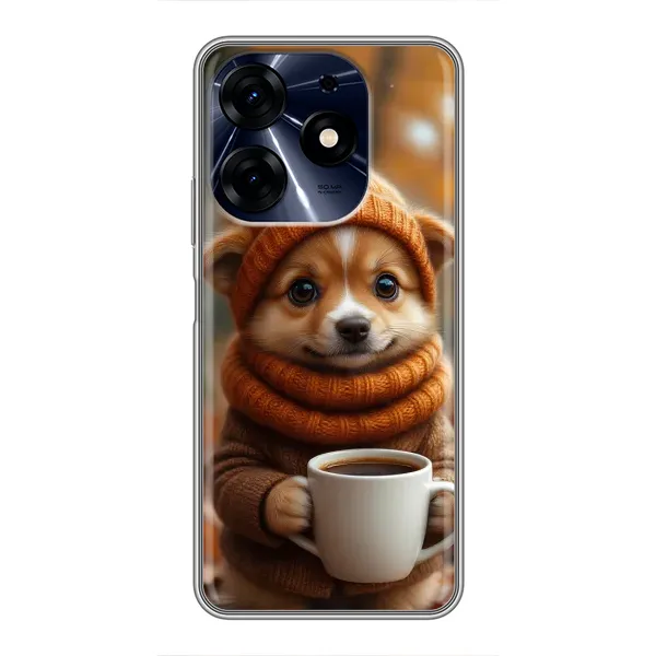 Чехол с рисунком «Собачка с кофе» для TECNO Spark 10c Чехол с рисунком «Собачка с кофе» для TECNO Spark 10c