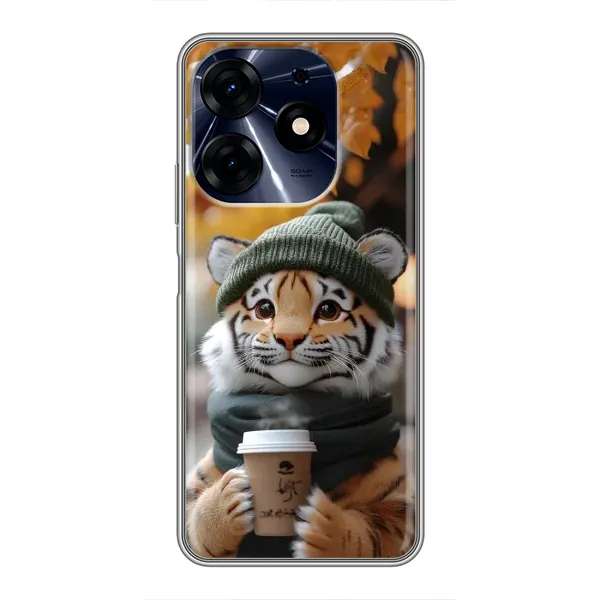 Чехол с рисунком «Тигр с кофе» для TECNO Spark 10c Чехол с рисунком «Тигр с кофе» для TECNO Spark 10c