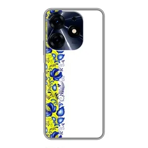 Силиконовый Чехол на TECNO Spark 10c с картинкой Вышиванки (Желто-синяя вышиванка)
