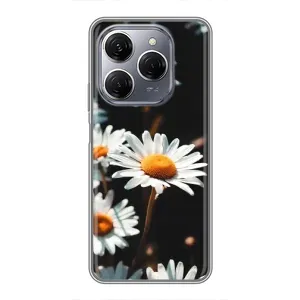 Чехол с ромашками на TECNO Spark 20 Pro (Белые ромашки)