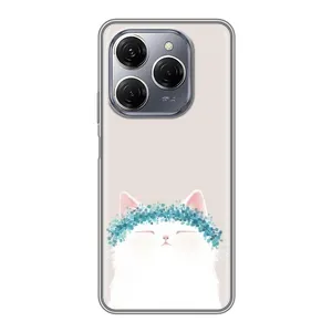 Чехол на тематику: Коты для TECNO Spark 20 Pro (Белый котик)