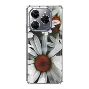 Чехол с ромашками на TECNO Spark 20 Pro (Цветы Ромашки)