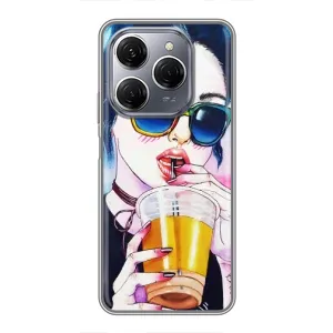 Чохол з картинкою Модні Дівчата TECNO Spark 20 Pro (Дівчина з коктейлем)
