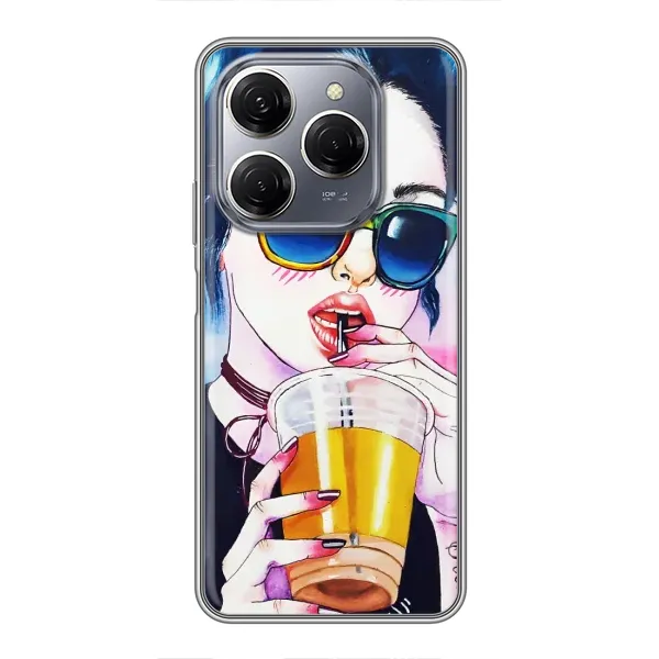 Чехол с рисунком «Девушка с коктейлем» для TECNO Spark 20 Pro Чехол с рисунком «Девушка с коктейлем» для TECNO Spark 20 Pro