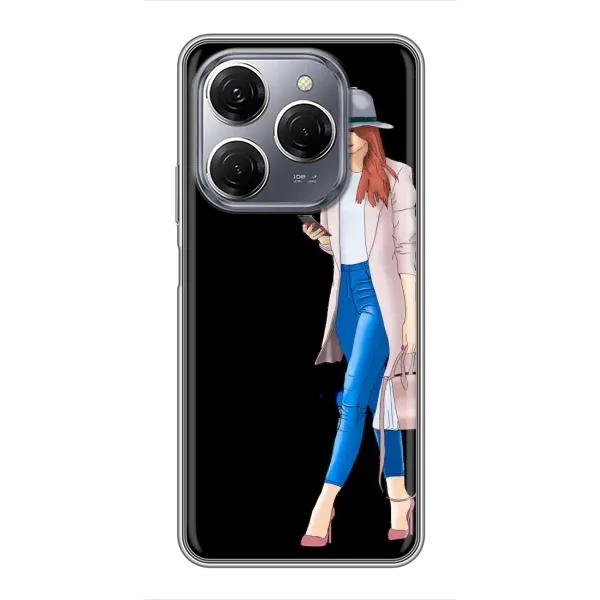 Чехол с рисунком «Девушка со смартфоном» для TECNO Spark 20 Pro Чехол с рисунком «Девушка со смартфоном» для TECNO Spark 20 Pro