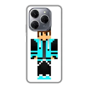 Чохли для TECNO Spark 20 Pro (Персонажі МайнКрафт) (Хлопчик у блакитному)