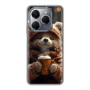 Друкований чохол 'Звірята з кавою' для TECNO Spark 20 Pro (Ведмедик з кавою)