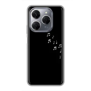 Чехол с картинками на черном фоне для TECNO Spark 20 Pro (Ноты)