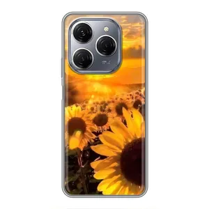 Чехол с Цветами для TECNO Spark 20 Pro (поле подсолнухов)
