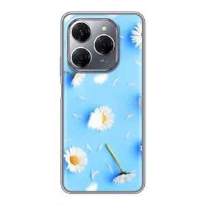 Чехол с Цветами для TECNO Spark 20 Pro (ромашки на голубом)