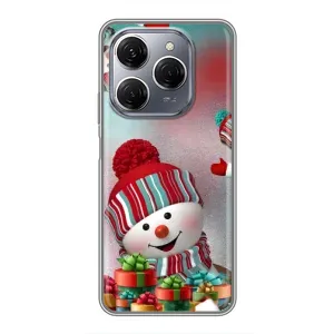 Чохли на Новий Рік TECNO Spark 20 Pro (Сніговик в шапці)