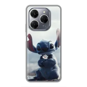 Чохол з малюнком Стіч для TECNO Spark 20 Pro (Стіч з квіткою)