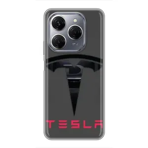 Силиконовый бампер с картинкой машины на TECNO Spark 20 Pro (Logo TESLA)