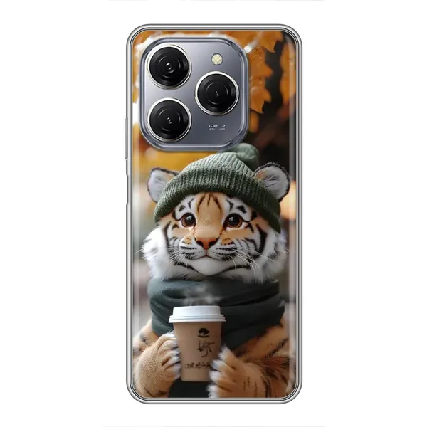 Чехол с рисунком «Тигр с кофе» для TECNO Spark 20 Pro Чехол с рисунком «Тигр с кофе» для TECNO Spark 20 Pro