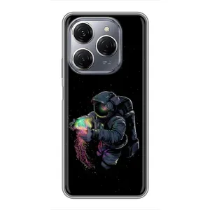 Силиконовый Чехол с принтом "Космонавты" на TECNO Spark 20 Pro (В руках земля)
