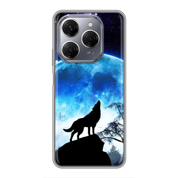 Чехол с рисунком «Воет на луну» для TECNO Spark 20 Pro Чехол с рисунком «Воет на луну» для TECNO Spark 20 Pro