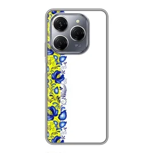 Силіконовый Чохол на TECNO Spark 20 Pro з картинкой Вишиванки (Жовто-біла вишиванка)