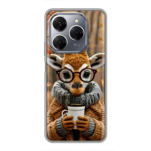 Друкований чохол 'Звірята з кавою' для TECNO Spark 20 Pro (Жираф з кавою)