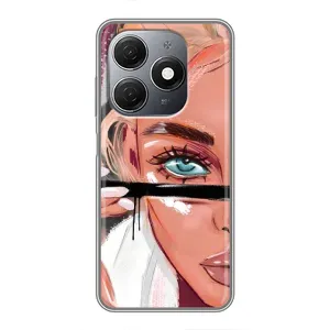 Силиконовый Чехол на TECNO Spark 20 с картинкой Стильных Девушек (Девушка и ресницы)
