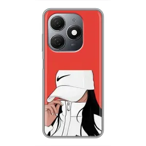 Силиконовый Чехол на TECNO Spark 20 с картинкой Стильных Девушек (Девушка Nike)