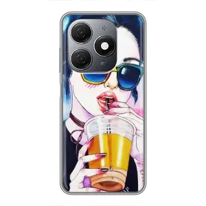 Чехол с картинкой Модные Девчонки TECNO Spark 20 (Девушка с коктейлем)