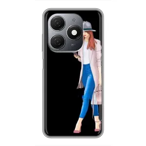 Чехол с картинкой Модные Девчонки TECNO Spark 20 (Девушка со смартфоном)