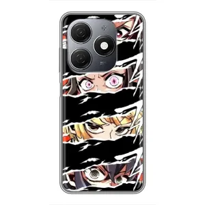 Силіконові чохлі з очіма Anime для Техно Спарк 20 (Очі на чорному)