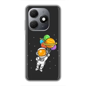 Силиконовый Чехол с принтом "Космонавты" на TECNO Spark 20 (Космонавт с шариками)