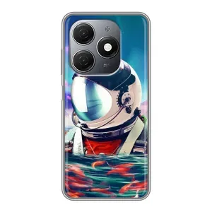 Силиконовый Чехол с принтом "Космонавты" на TECNO Spark 20 (Космонавт в воде)