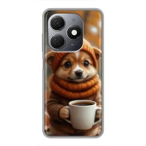 Печатный чехол «Зверята с кофе» для TECNO Spark 20 (Собачка с кофе)