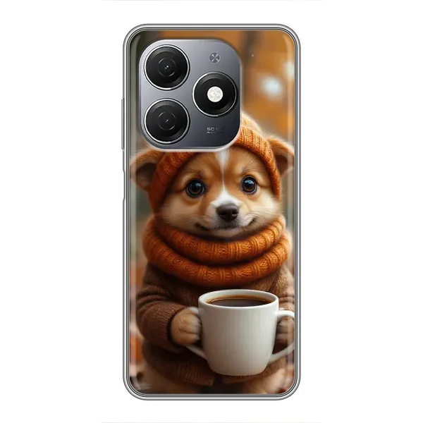 Чехол с рисунком «Собачка с кофе» для TECNO Spark 20 Чехол с рисунком «Собачка с кофе» для TECNO Spark 20