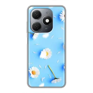 Чехол с Цветами для TECNO Spark 20 (ромашки на голубом)