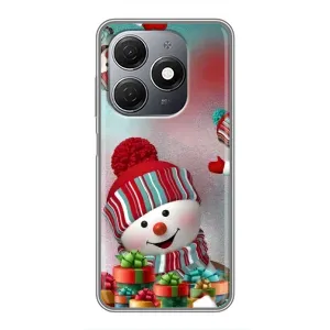 Чехлы на Новый Год TECNO Spark 20 (Снеговик в шапке)