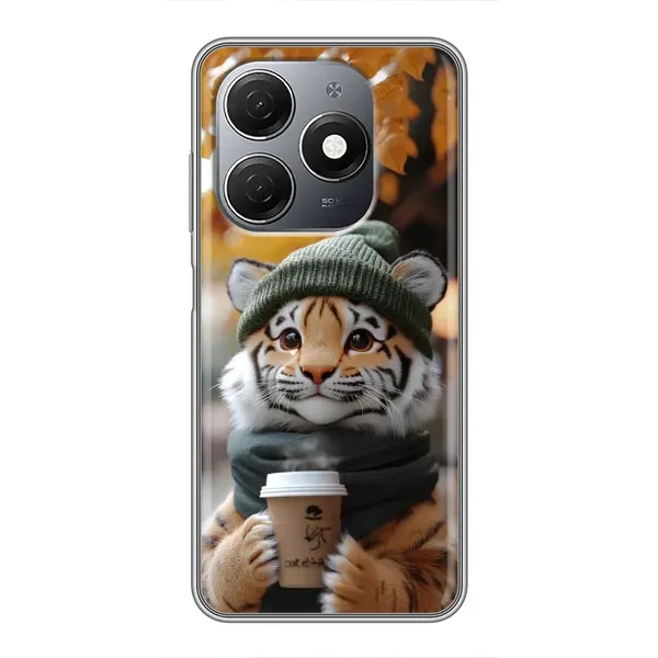 Чехол с рисунком «Тигр с кофе» для TECNO Spark 20 Чехол с рисунком «Тигр с кофе» для TECNO Spark 20