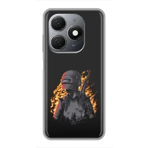 Силиконовый чехол с картинкой "Герой Pubg" на TECNO Spark 20 (В огне)