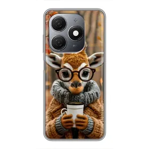 Печатный чехол «Зверята с кофе» для TECNO Spark 20 (Жираф с кофе)