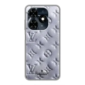 Текстурный Чехол Louis Vuitton для Техно Спарк 20с (Белый ЛВ)