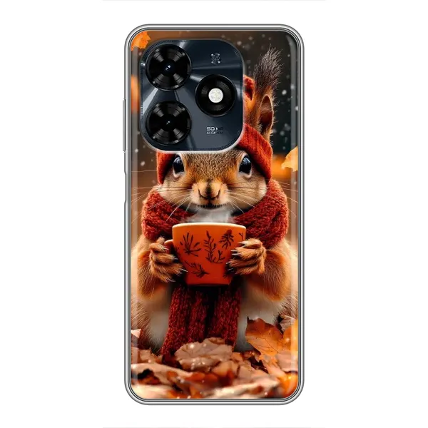 Чехол с рисунком «Белка с кофе» для TECNO Spark 20c Чехол с рисунком «Белка с кофе» для TECNO Spark 20c