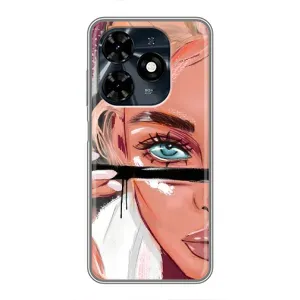 Силиконовый Чехол на TECNO Spark 20c с картинкой Стильных Девушек (Девушка и ресницы)