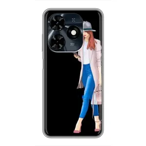 Чехол с картинкой Модные Девчонки TECNO Spark 20c (Девушка со смартфоном)