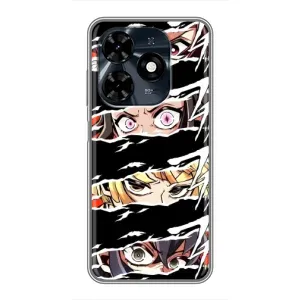Силиконовые чехлы с глазами Anime для Техно Спарк 20с (Глаза на чорном)
