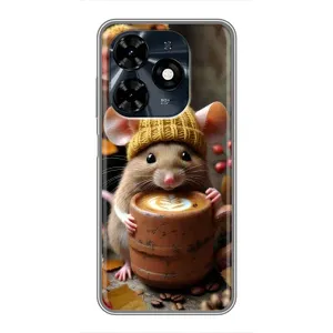 Печатный чехол «Зверята с кофе» для TECNO Spark 20c (Мышка с кофе)